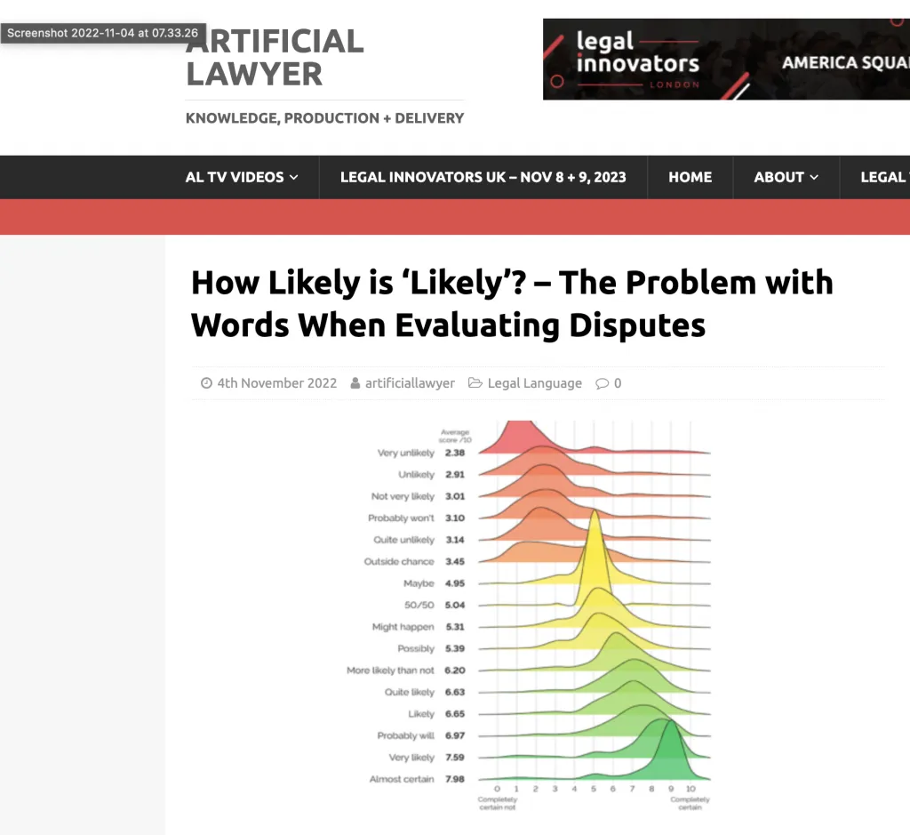 An article with title How Likely is Likely, published on artificial lawyer.